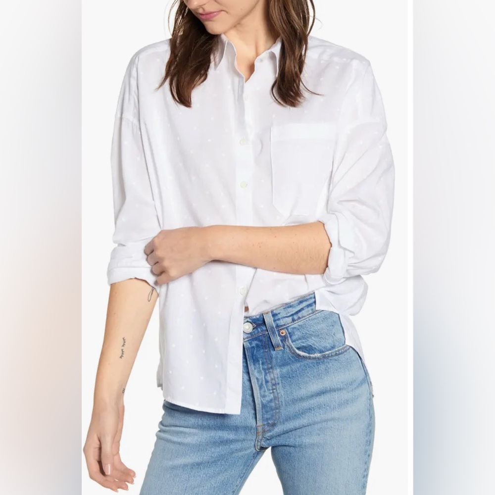 Alex Mill Texture Dot Oversize Shirt button down white size XS